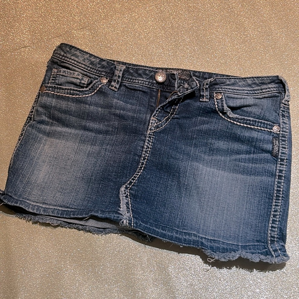 Silver Denim Skirt